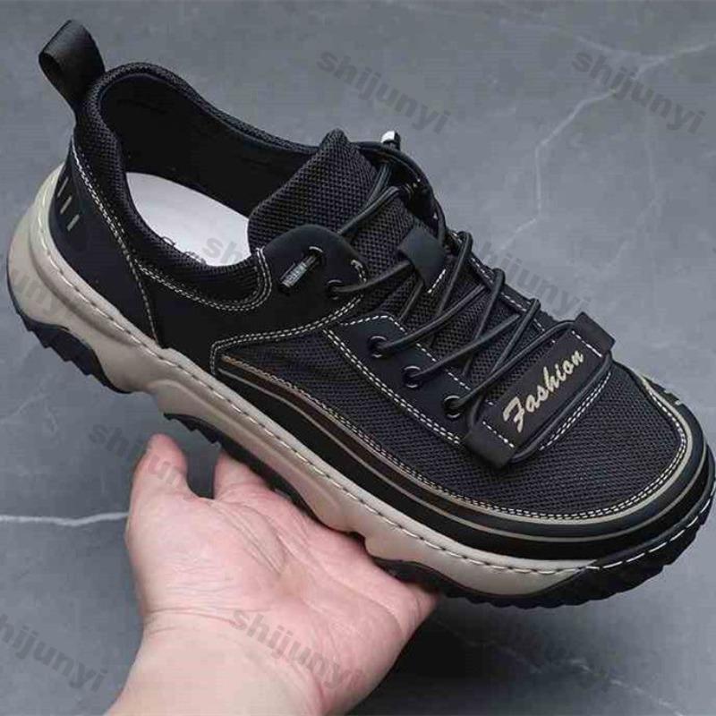 Fashion Men's Casual Shoes 2025 Summer New Mesh Breathable Slip on Vintage Comfortable Sneakers Fashion Cross Tied Height Increase Flats