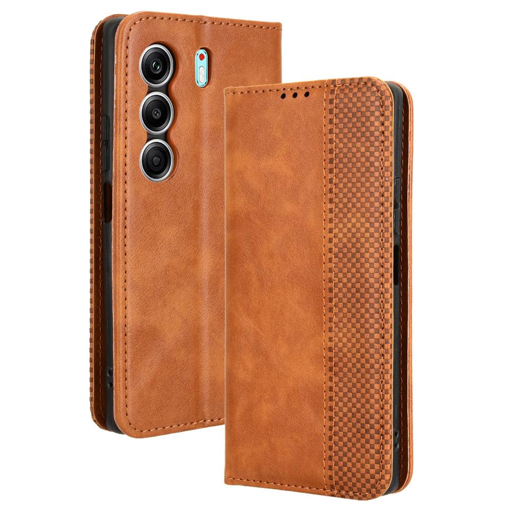 For TECNO Camon 40 4G CM5 Leather Case Wallet Stand Retro Texture Phone Cover