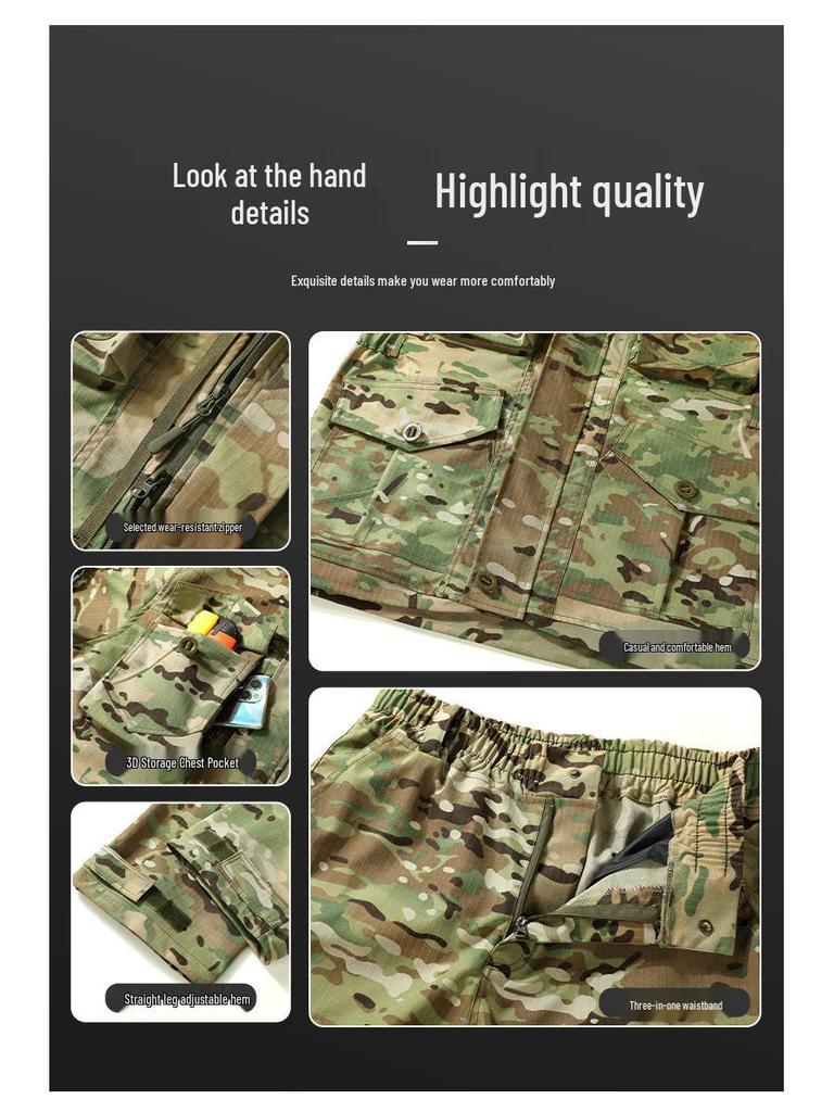 Men's Wear-Resistant Camouflage Workwear Set: Jacket & Pants for Outdoor, Tactical, and Mountaineering Activities
