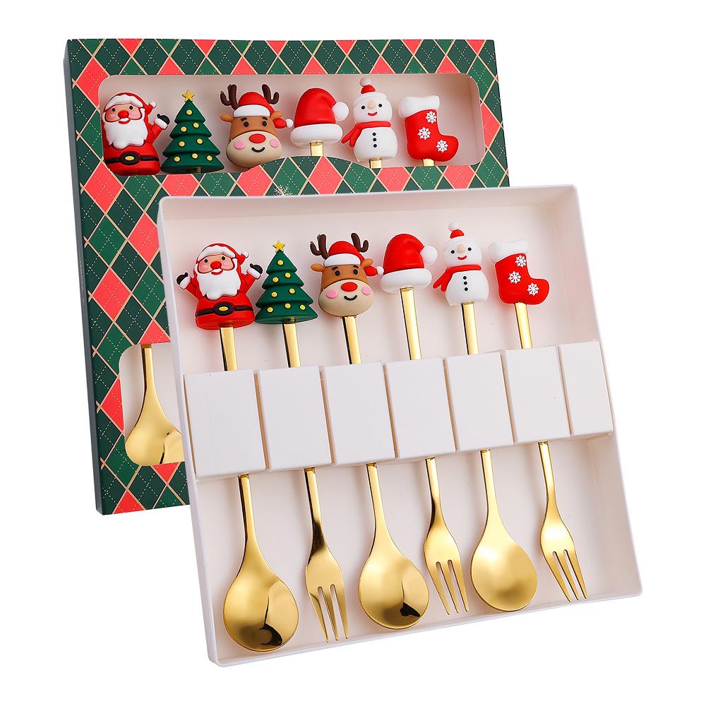 Christmas Tree Spoon & Fork Set – Santa Claus Holiday Gift