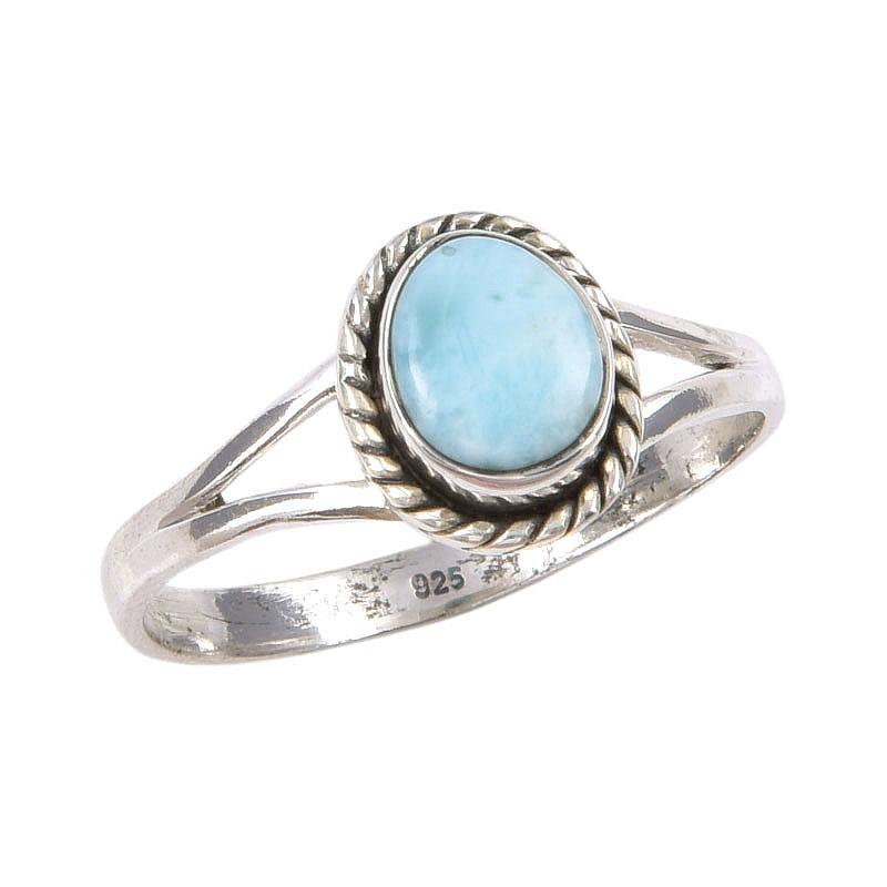 Natural Republic Larimar Gemstone Handmade 925 Sterling Silver Ring Size 9 W8k04