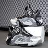 Boys' shoes summer mesh surface breathable luminous 2024 new children's sports shoes soft soled rotary button basketball shoes