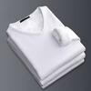 Men Thermal Shirt Fall Winter Base Layer Shirt Fleece Lined V-Neck Pullover Solid Color Warm Long Sleeve Tee Shirt for Daily Wear Sports