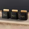Tees Kaffee Süßigkeitenbehälter mit Bambusdeckel für Küchentheke Multifunktionales versiegeltes Vorratsglas für trockene Lebensmittel