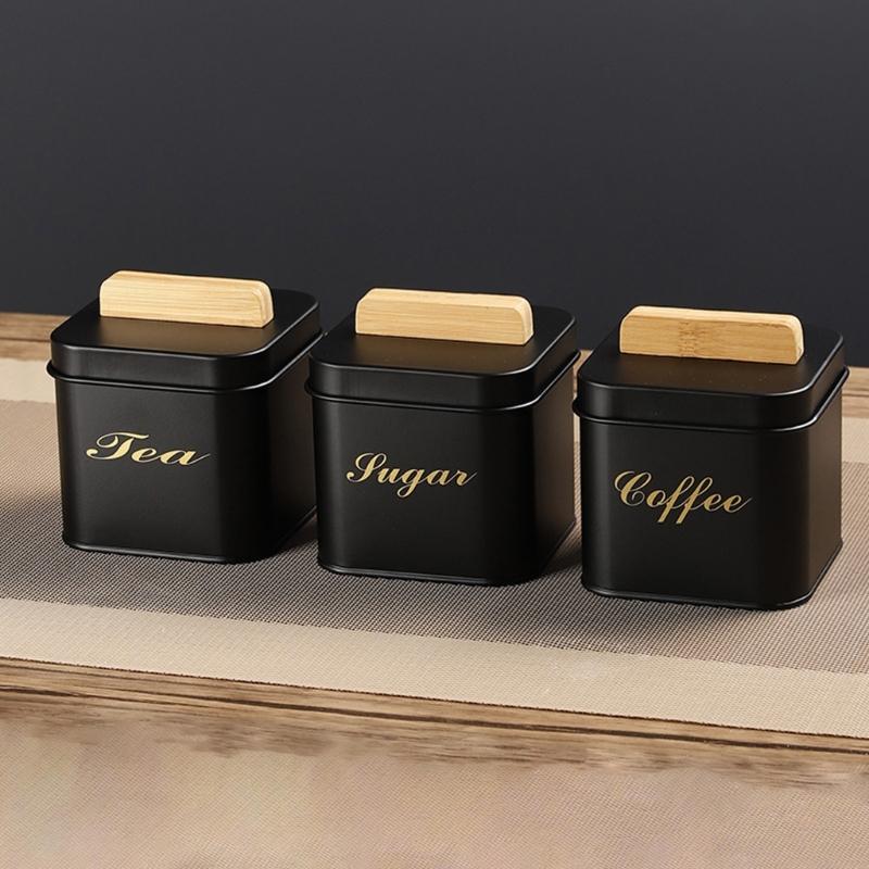 Tees Kaffee Süßigkeitenbehälter mit Bambusdeckel für Küchentheke Multifunktionales versiegeltes Vorratsglas für trockene Lebensmittel