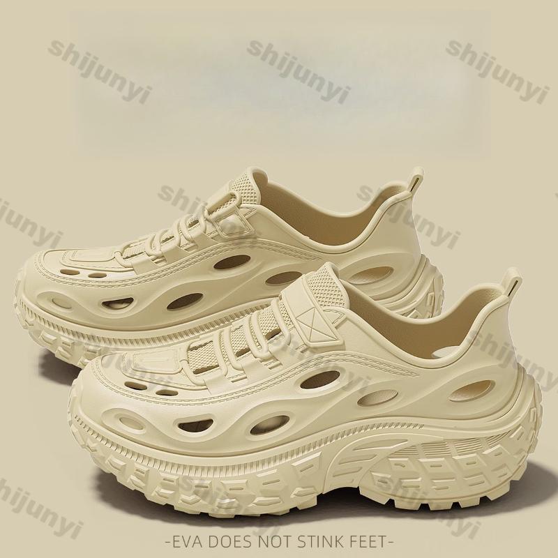 Fashion Couple Sandals Summer New Hollow Breathable Men's Beach Shoes Comfortable Height Increase Fashion Slip on Women's Casual Shoes