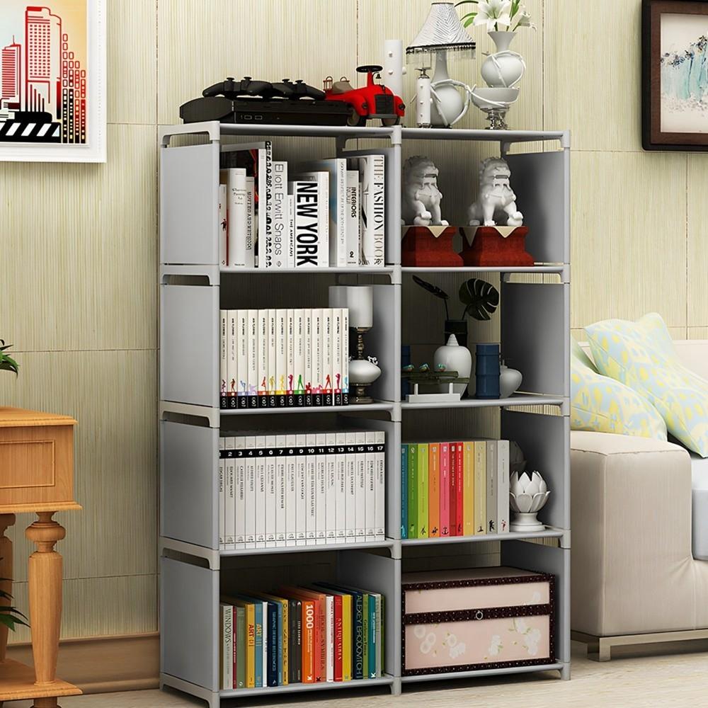 Freestanding 8 Cube Storage Vertical Tall Bookcase Shelf Book Organize 5-Tier Book Shelf  Bedroom