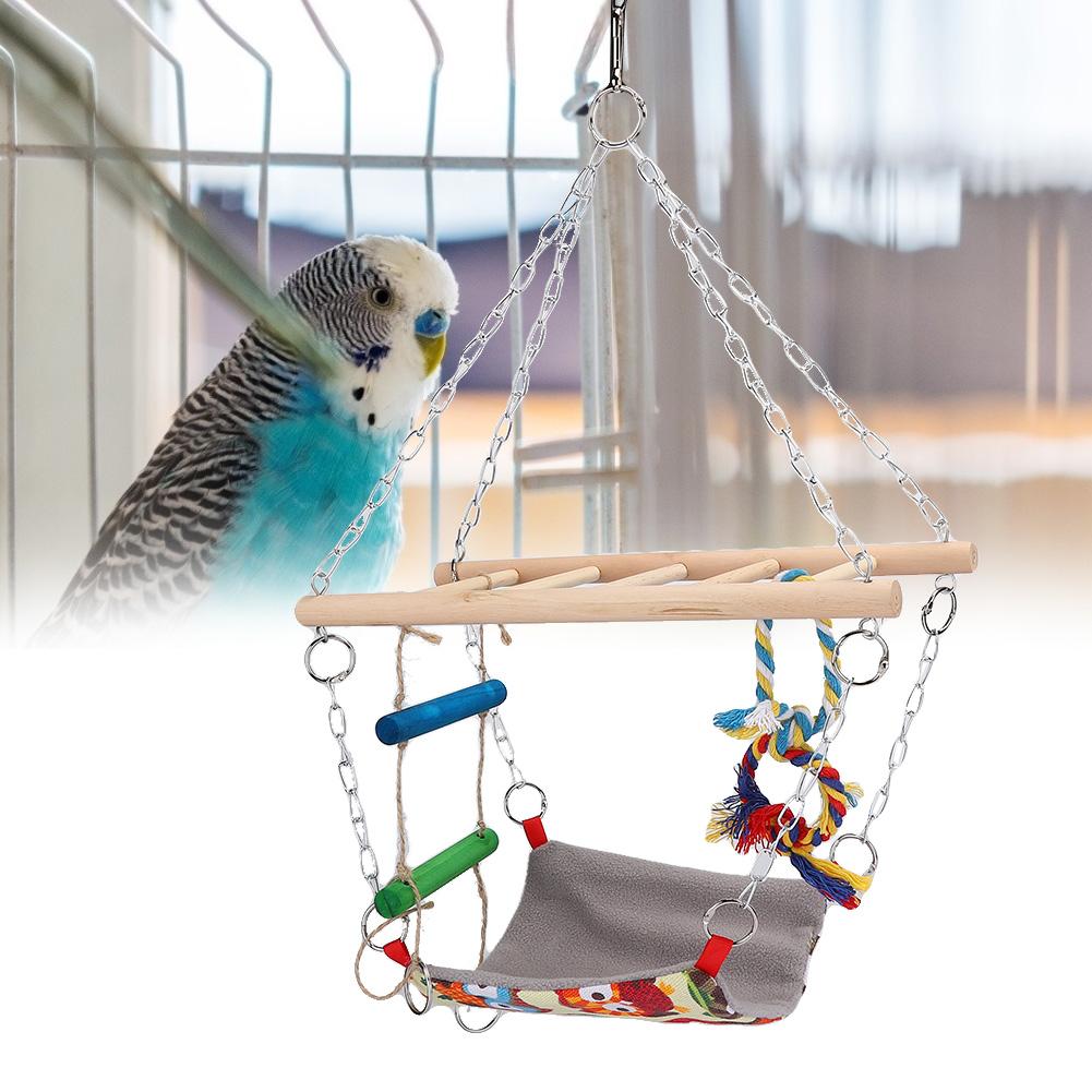 Hanging Pet Parrot Bite Climbing Toy Hamster Swing Ladder Hammock Toy