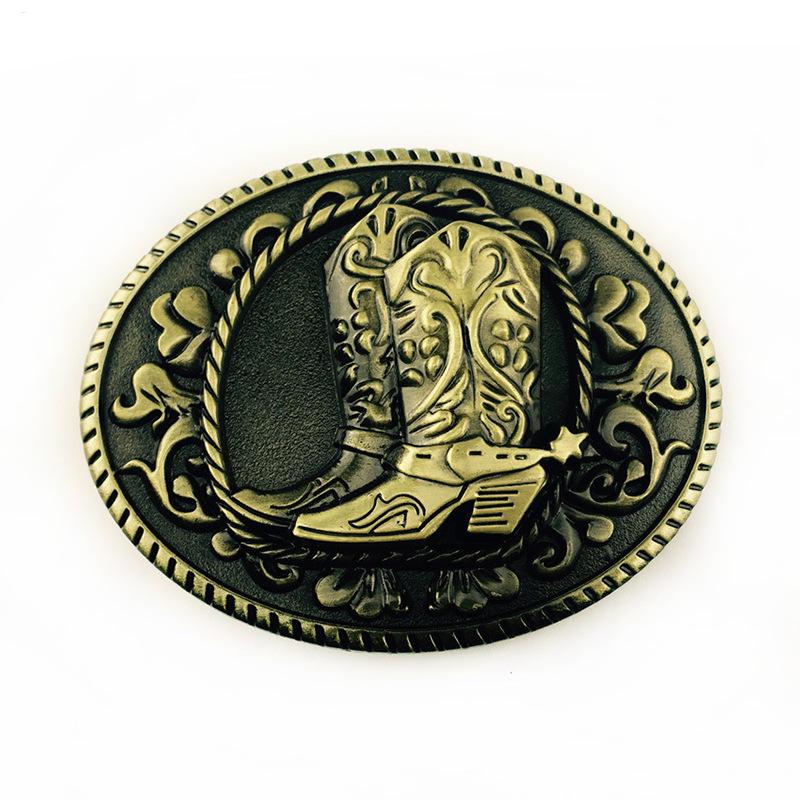 Denim Leather Buckle Fashion Boot with Devil Belt Design