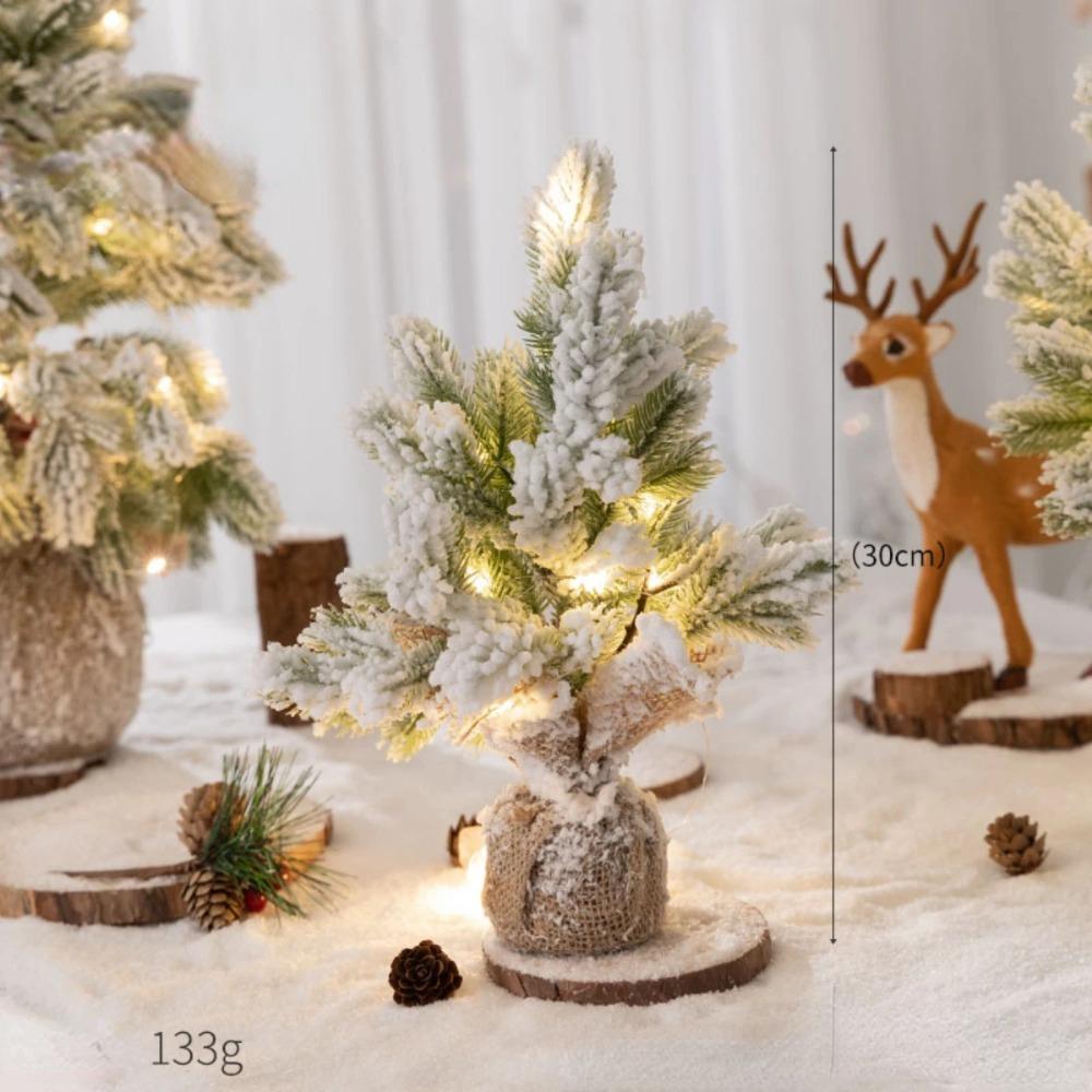 Nearly Natural Flocked Christmas Artificial Tree in Decorative with 30 LED Lights