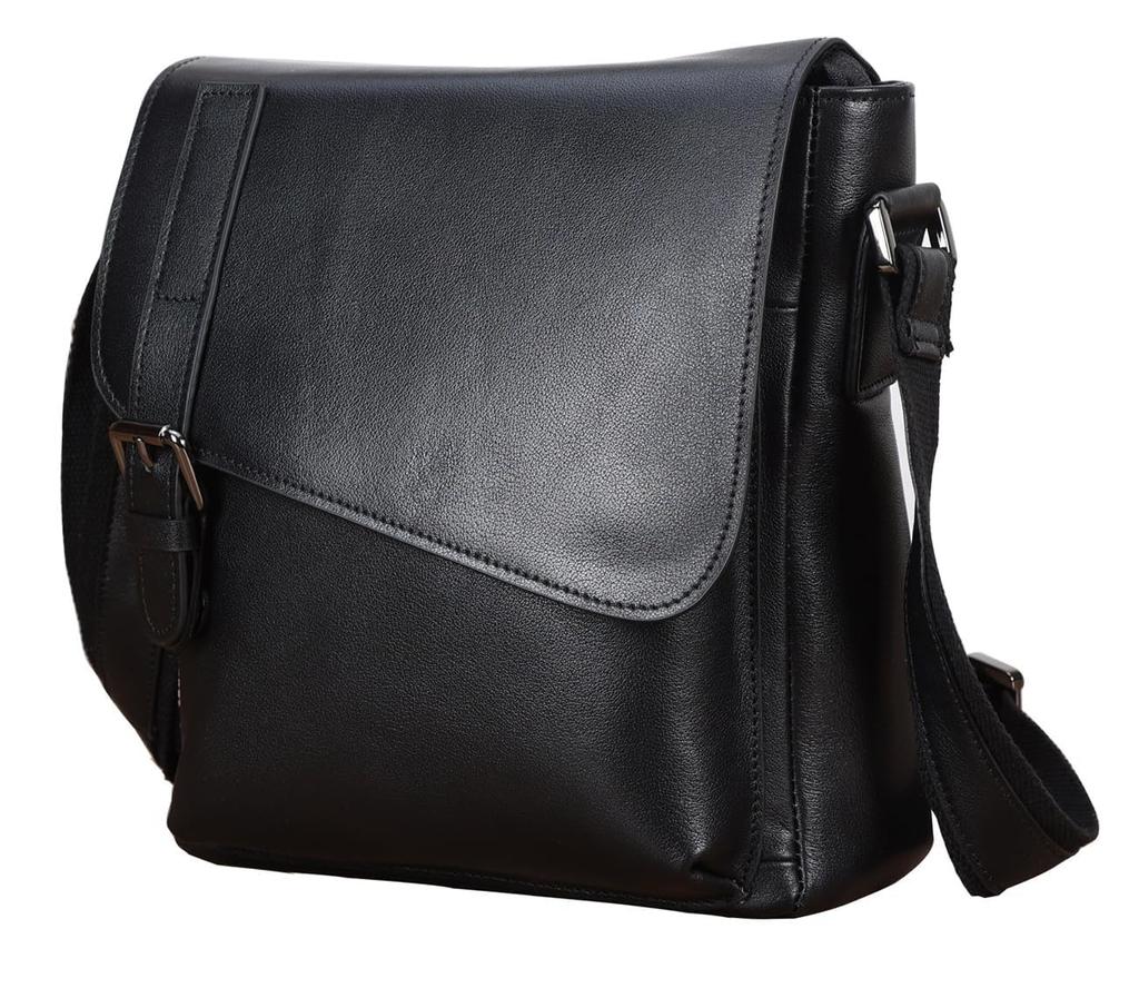 Masa Kawa Genuine Leather Shoulder Bag for Men, Crossbody Messenger Bag, Vertical Style, Lightweight, Waterproof, Perfect for Commuting, School, or