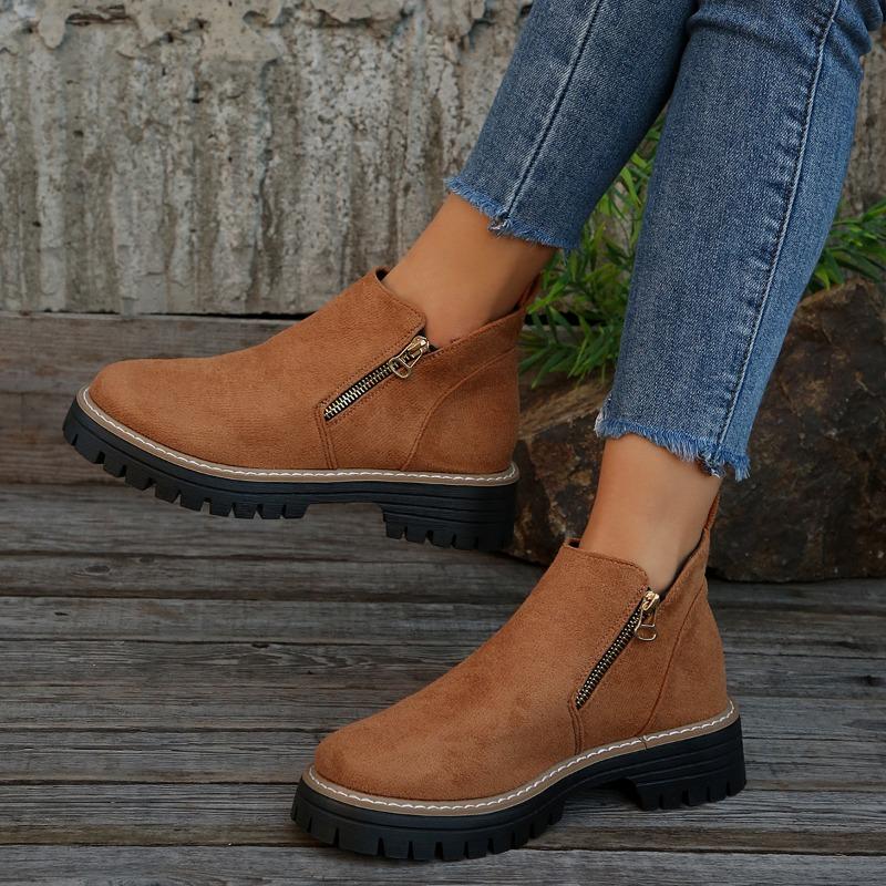 Fashion Women's Ankle Boots 2025 New Chelsea Short Boots Fashion Suede Casual Boot Side Zipper Ankle Boots Big Size43 Botas De Mujer2025