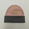 Autumn and winter color matching knitted hats, men's and women's cold hats, face-showing small wool hats, seamless integrated double-layer two-color c