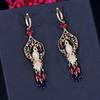 1pc Vivid Lucky Bird Golden Multicolor Synthetic Synthetic Zirconia Pendant Long Tassel Party Drop Earrings for Women Dancing Jewelry