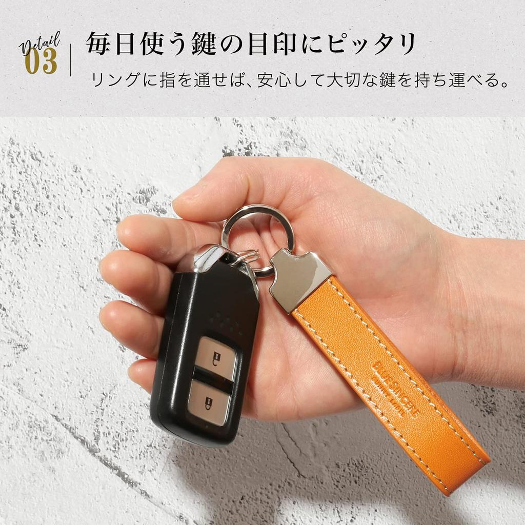 Genuine Italian Leather Keychain for Strap Key Key Key Clip IKH2 [BLUE SINCERE] Men, Style, Ring, Charm, / (Vermilion Red)