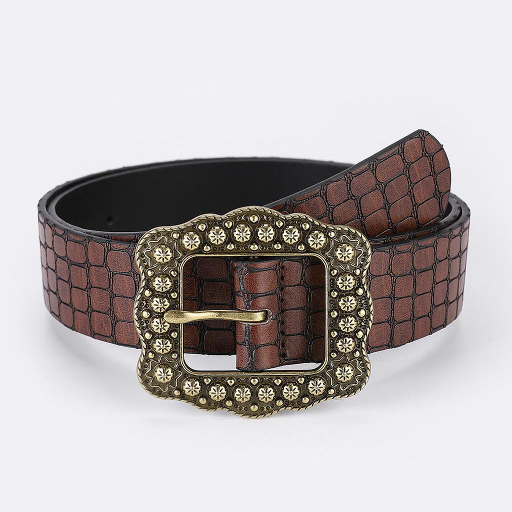 

Мужской ремень из искусственной кожи в стиле ретро, этнический сетчатый узор, регулируемый ремень, ремень для личности, джинсы