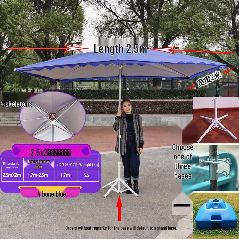 Large Outdoor Rectangular Sunshade Umbrella - Commercial Folding Awning for Courtyard