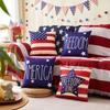 4Th Of July Pillow Covers, Red White Blue Summer Outdoor Throw Pillow Covers, Day Usa Flag Linen Fourth Of July Cushion
