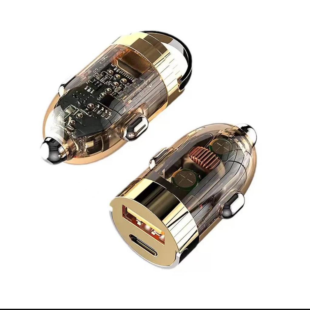 Compact Alloy Type-C Car Charger with Hidden Pull Ring - Fast Charging