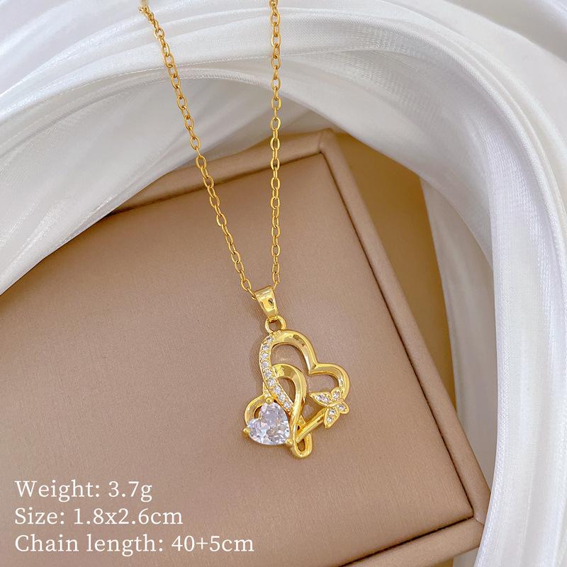 Multi-Element Style Copper Micro-Inlaid Necklace Combination Female Real Gold Electroplated Exquisite Collarbone Chain