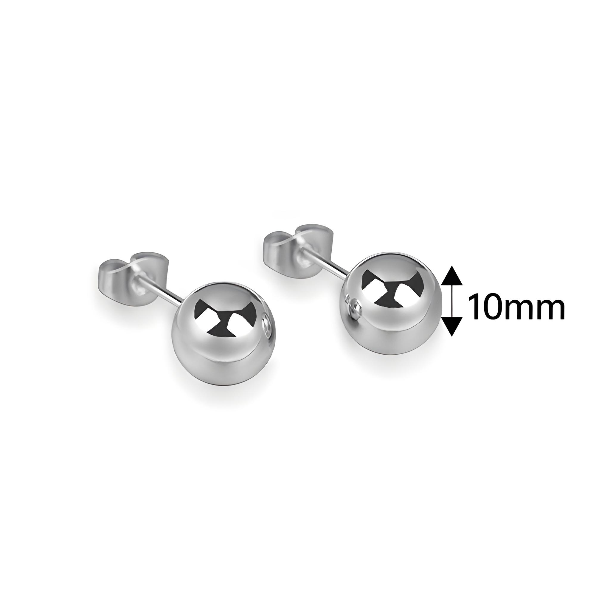 

1 пара шариковых серег из нержавеющей стали, женские серьги-гвоздики с геометрическим узором, 6 мм, 8 мм, 10 мм 10mm серебряный