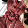Charming Burgundy Mulberry Silk Scarf, Autumn And Winter Foreign Versatile Double-Sided Silk Scarf, Thin Streamer