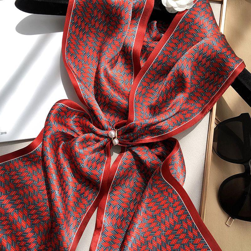 Charming Burgundy Mulberry Silk Scarf, Autumn And Winter Foreign Versatile Double-Sided Silk Scarf, Thin Streamer