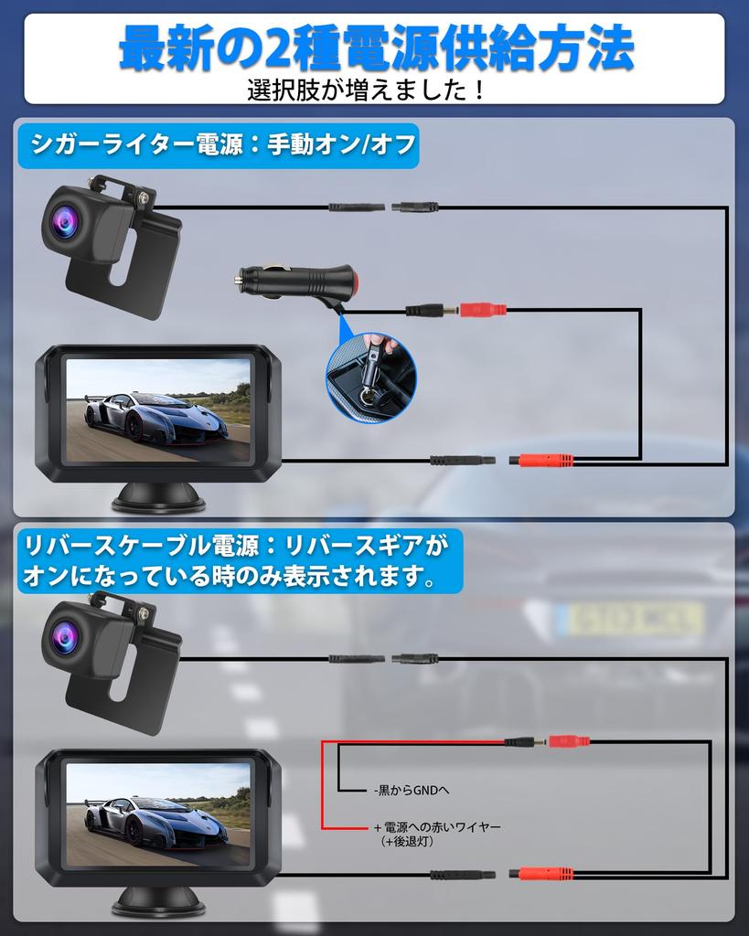 Jansite 5 Inch AHD Rear Camera Monitor Set, Cigarette Lighter / Reverse Power Cable,