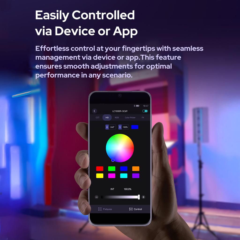 Godox LC1000R Handheld RGB Lichtstab 100W LED Videoleuchte Stab 2500K-8500K CRI96+ Dimmbar 15 FX