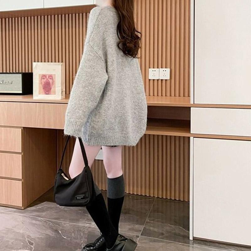 Pullover für Damen Herbst Winter Verdickter Pullover Warm Gestrickt Dehnbar Langarm Oversize Jumper Oberteile