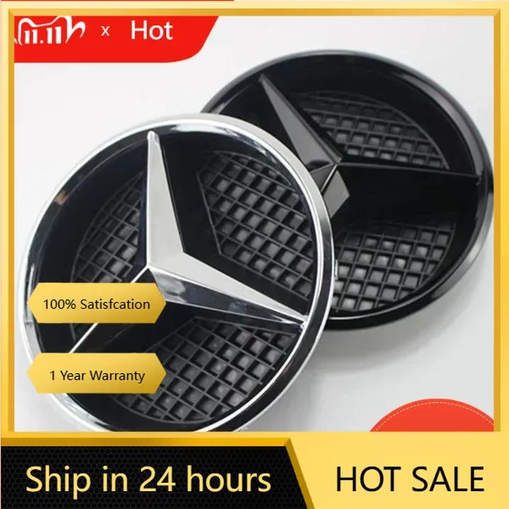 For AMG Benz Car Front Grilled Star Emblem Logo Black Border and Silver Border Decoration for Mercedes Benz W205 C E ML GL GLA C