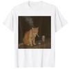 Unisexs Y2k Graphic Tshirt For Drinking Lovers Cat Emoji Graphic Cat Smoking And Drinking Beer Bad Guys Get Sad Fashion Clothing