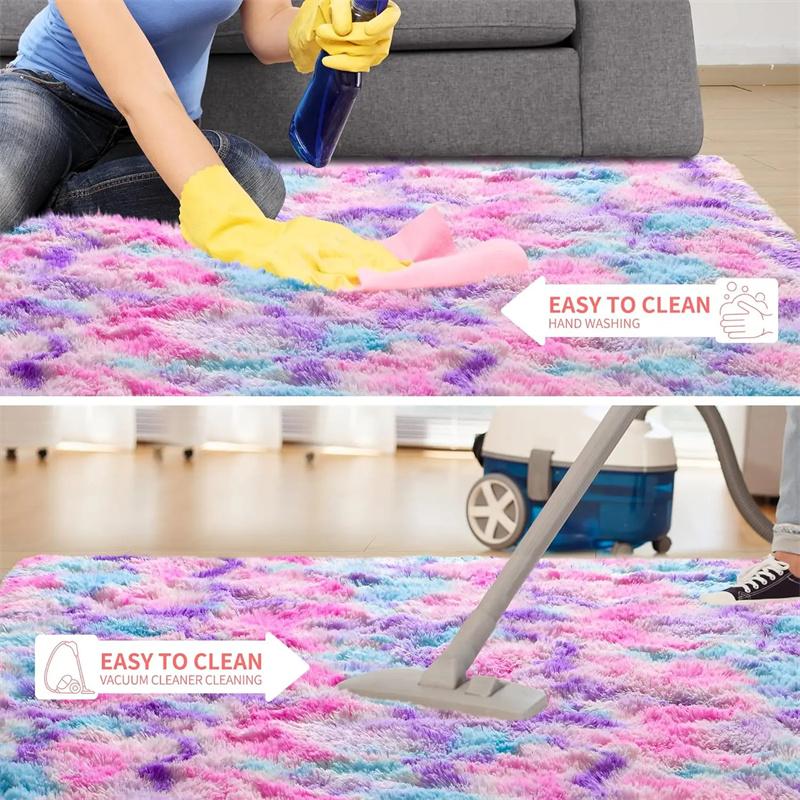 Rainbow Fluffy Carpet Shaggy Fuzzy Rugs for Bedroom Fluffy Furry Big Rug Hallway Entrance Door Mats Teen Room Decoration Carpet