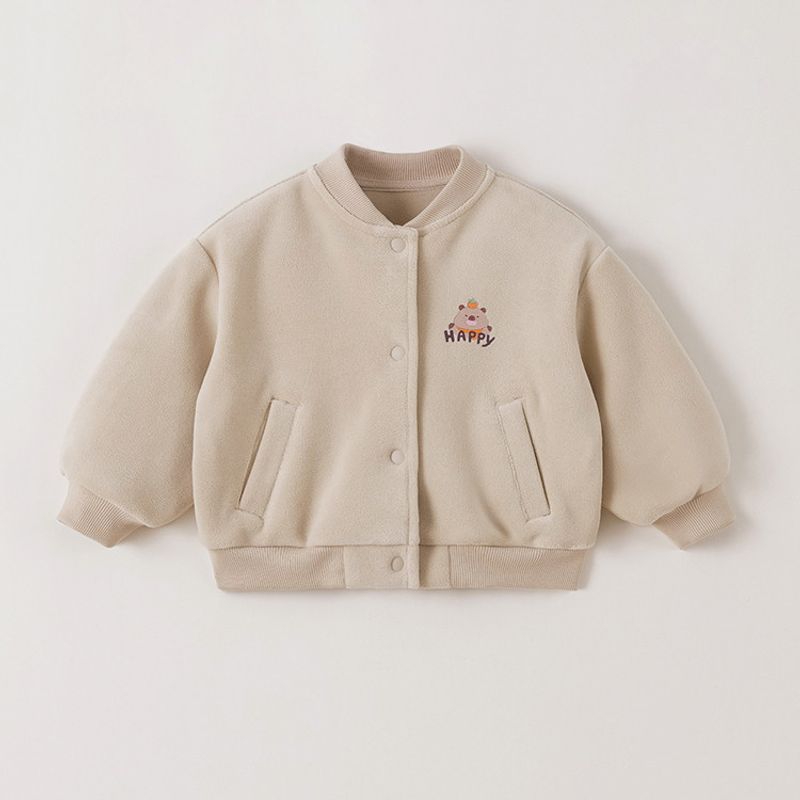 [Technology Fever] Mark Jenny Boys and Girls Ollie Fleece Baseball Jacket Baby Autumn and Winter New Style 551620 Khaki 140