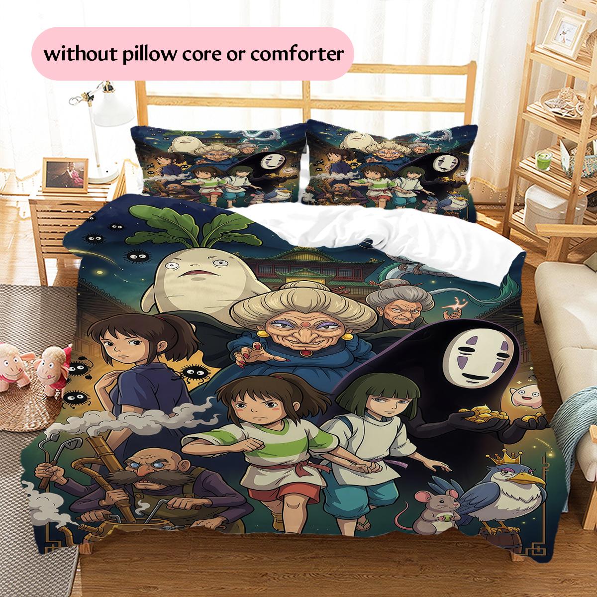 

Spirited Away Themed Pattern Bedding Home Decoration Festival Gift (1 * duvet cover + 2 * pillowcase, without core) 135x200cm
