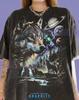 Wolf Howling Wolf Space Galaxy Planets Waterfall Nature Comfort Colors® Tshirt, Forest Wildlife Animal Lover,