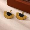 Vintage Gold Color Earrings For Women Geometric Tiger Eye Aretes Enamel Drop Big Stud Earring Stainless Steel Jewelry Party Gift