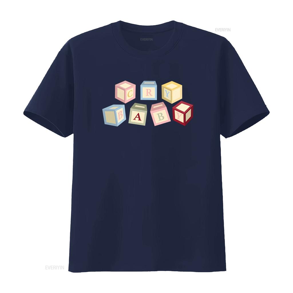 Melanie Martinez Cry Baby Alphabet Blocks Print T Shirt for Boys Vintage Washed Homme Soft Top For Everyday Wear Fashion
