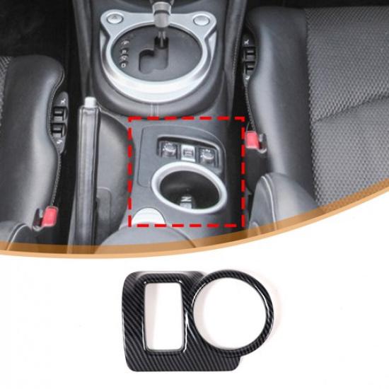 ABS Carbon Fiber interior Center Cup Holder Cover Trim For Nissan 370Z 2009-20