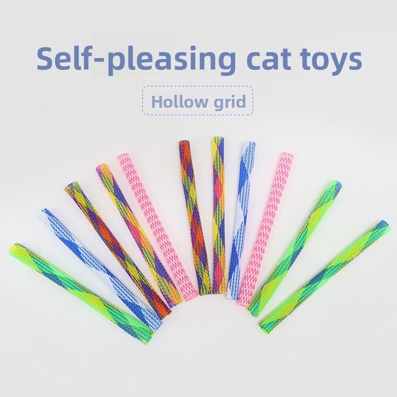 Pet Cat Toy, Cat Claw Grinding Spring Biting Toy, Telescopic Elastic Seven-color Spring Tube Interactive Spring Soft