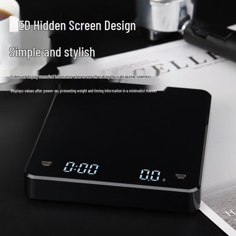 Smart Rechargeable Coffee Scale: 3kg Capacity, Accurate To 0.1g, Fast Charging, Timer-Enabled for Home and Kitchen Use.