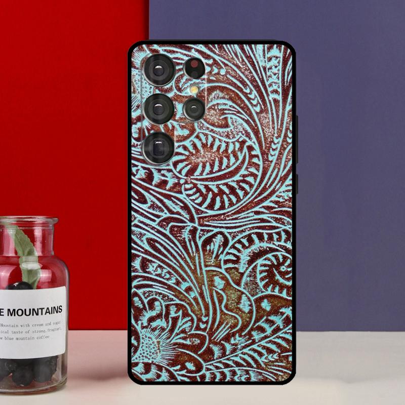 Brown Tooled Leather Pattern Funda Case For Samsung Galaxy S25 Ultra S9 S10 S20 S21 FE S22 S23 Plus S24 Ultra Phone Cover
