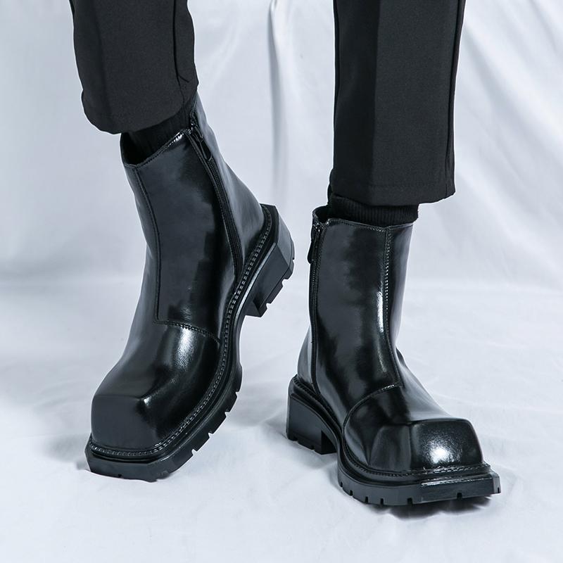 Mode Klassische Herren Chelsea Boots Europäisch Amerikanisch Seitlicher Reißverschluss Dicksohlige Langlebige Business Stiefeletten Trainingsstiefel Herrengrößen 38-46