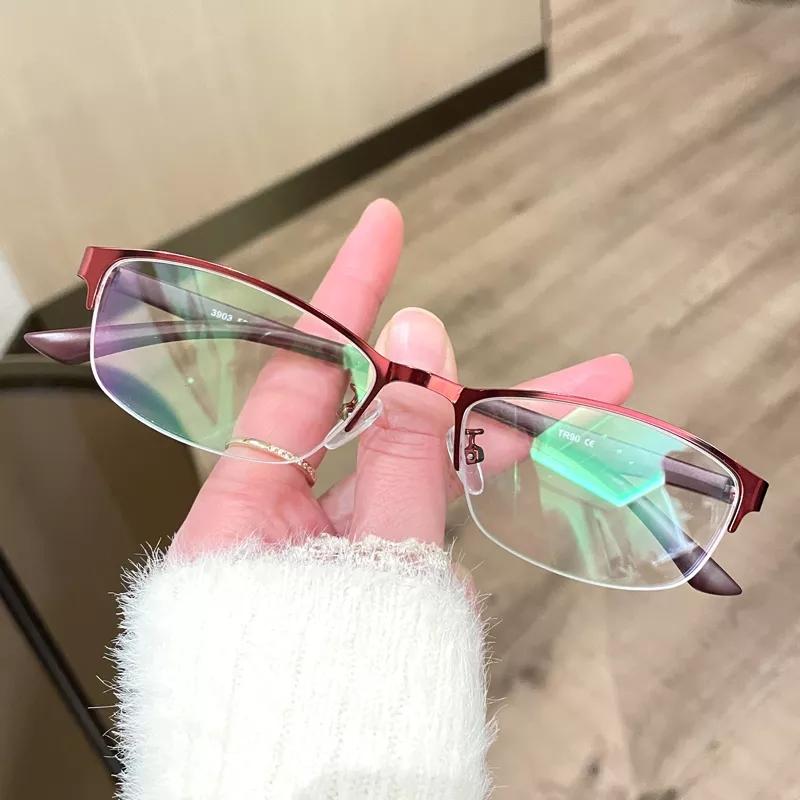 Myopia Glasses Women Blue Light Half Frame Computer Eyeglasses 2 PCS Female Ultralight Metal Square Nearsighted Eyewear 0 ~ -6.0