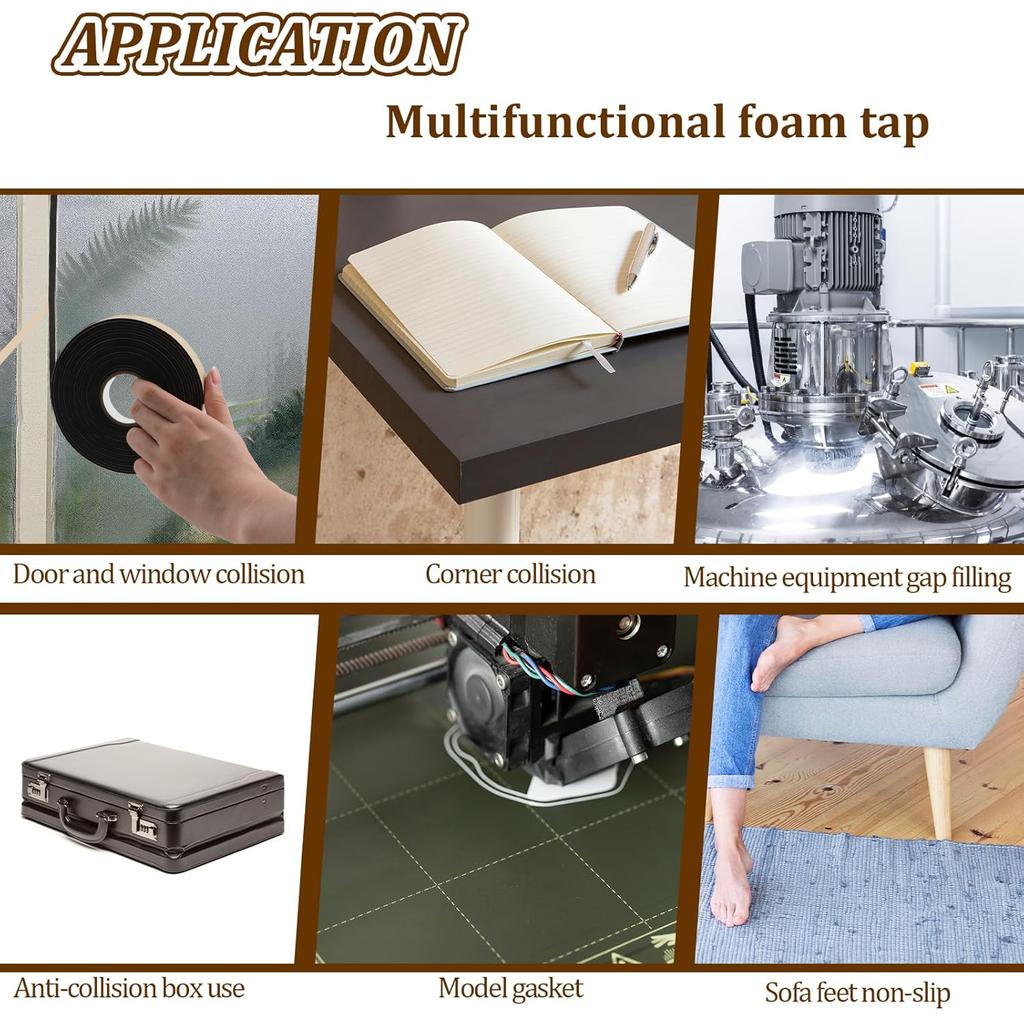 Black Soundproof Foam Tape for Single-sided Sound Insulation, Shock Absorption and Door and Window Joint Filling
