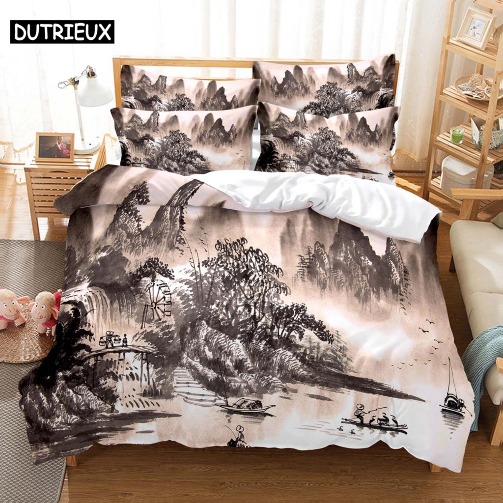 3D HD Scenic Quilt Cover Duvet Pillow Case bed Set Linen Woods Scene Forest King Queen Twin Single Double 3PCS 2PCS Home Textile