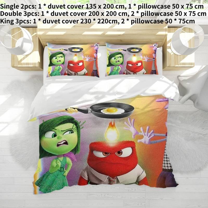 Entzückendes Alles steht Kopf 2 Bettwäsche-Set für Kinder Cartoon Anime Druck Weich und gemütlich