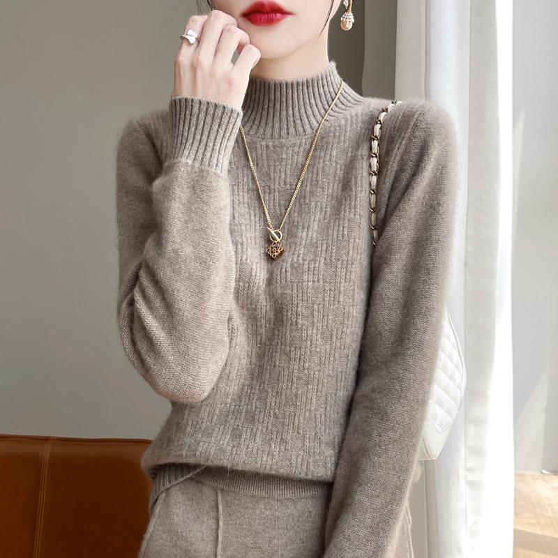Women's Cashmere Sweater Qinghe Cashmere 30% Cashmere 70% Wool Autumn and Winter Cashmere Thick Pullover Soft and Warm