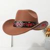 Vintage Wide-Brimmed Western Children's Cowboy Hat, Retro Ethnic Style Tibetan Fedora, European and American Jazz Hat
