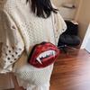 Halloween Red Lips and Fangs Bag Women's Summer New Niche High-value Shoulder Bag Fashionable and Cute Messenger Bag